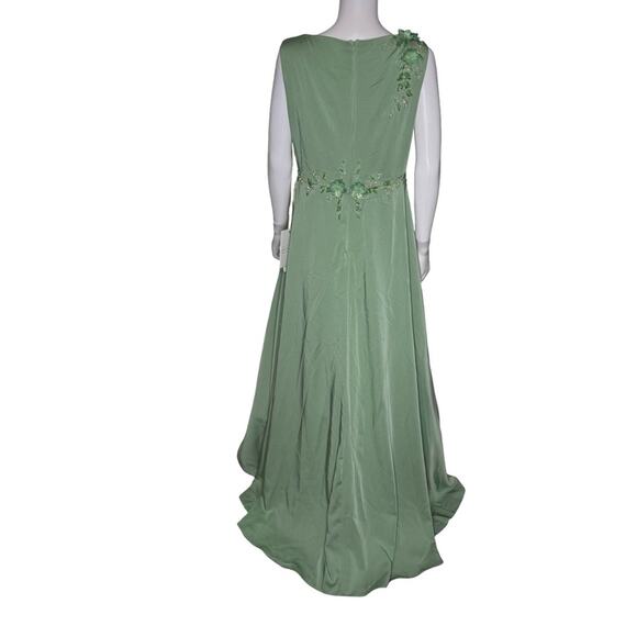 Mac Duggal Green Floral Applique Sleeveless A Line Gown 20365 Women’s Sz 12 - Picture 7 of 9